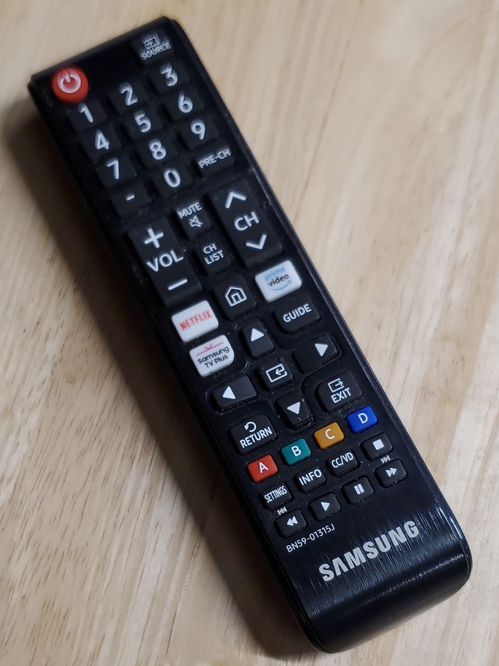 Samsung Black TV Remote with Colored Function Buttons